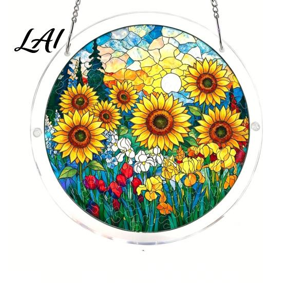 Sunlight Casting Shadows Toy Acrylic Jigsaw Puzzle Suncatcher Colorful Stained Glass Style Sun Catcher Handmade Catcher Kit DIY Puzzles Window