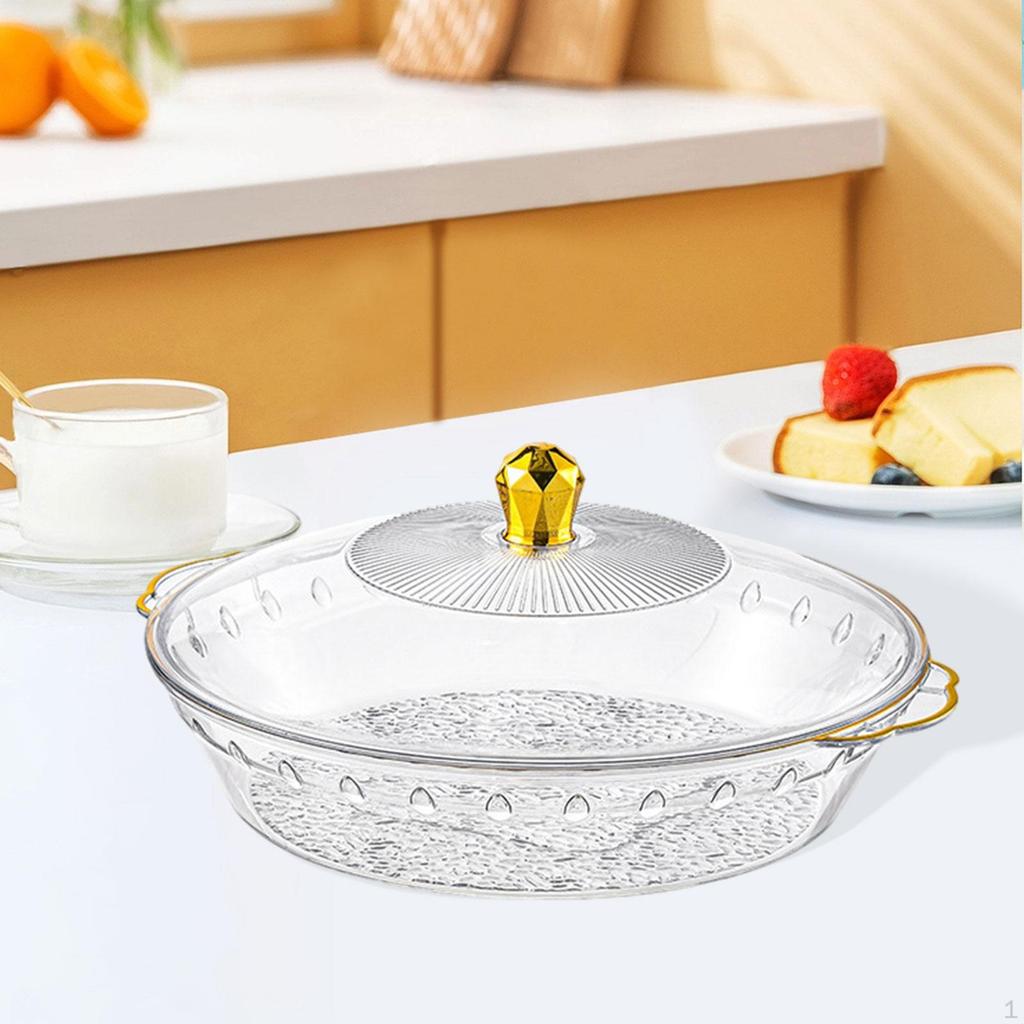 Fruit Bowl with Lid Decorative Dish Container Multipurpose Dessert Tray Food Serving