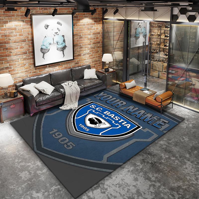 Bastia Crest Blue Custom Name Carpet Rug For Living Room Bedroom Home Sofa Decoration Kids Play Nonslip Floor Mat