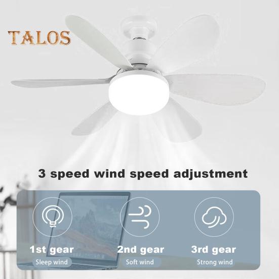 2-in-1 Ceiling Fan with Light Remote Control E27 Base Memory Function Dimmable 3 Speeds Modern Style Bedroom Ceiling Fan Light