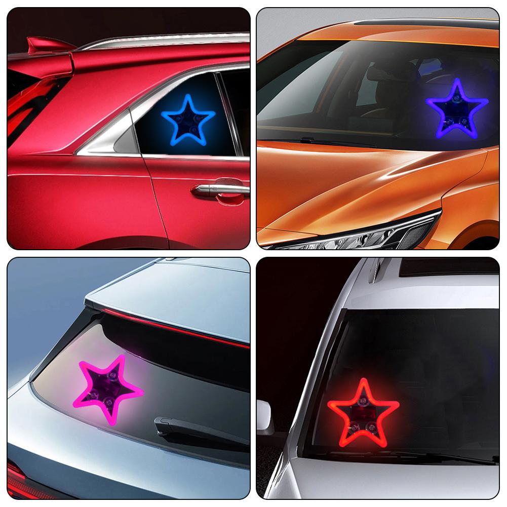 Solar Charging LED Car Window Lights Star Shaped Sparkling Mood Lights Neon Lights Car Interior Light Window Glowing Decoration