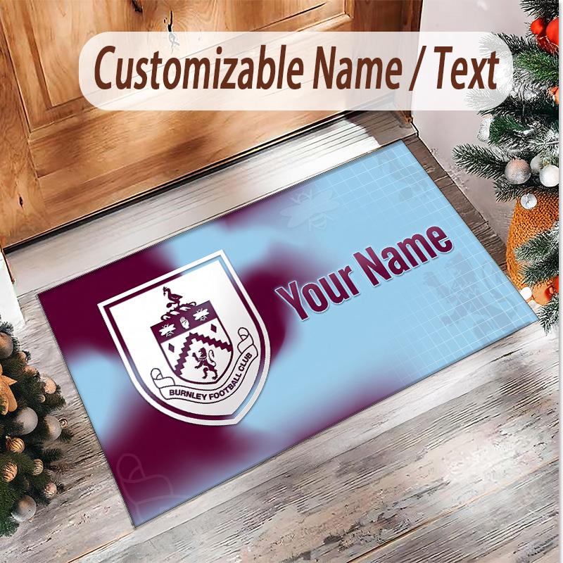 Personalized Crystal Velvet Carpet Burnley Football Pattern Non Slip Floor Rug
