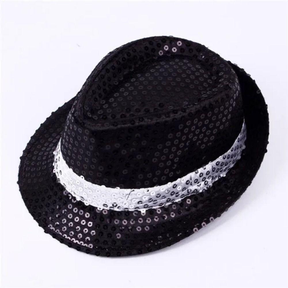 Brilliant Sequins Fedora Hat Sequin Glitter Jazz Hat Role Play Prop Dance Jazz Cap Birthday