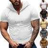 Summer Men's Hooded, Zipped Short-sleeved T-shirt