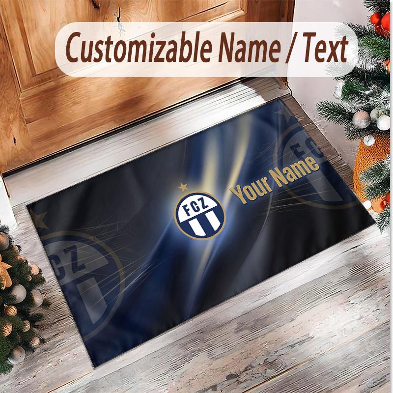 Personalized Crystal Velvet Carpet FC Zürich Pattern Non Slip Floor Rug