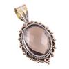 Natural Smoky Quartz 925 Solid Sterling Silver TwoTone Gift Pendant 1.50" s9K10