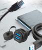 Водонепроницаемая авиационная розетка с двумя USB-портами, гнездо с кабелем и передней гайкой