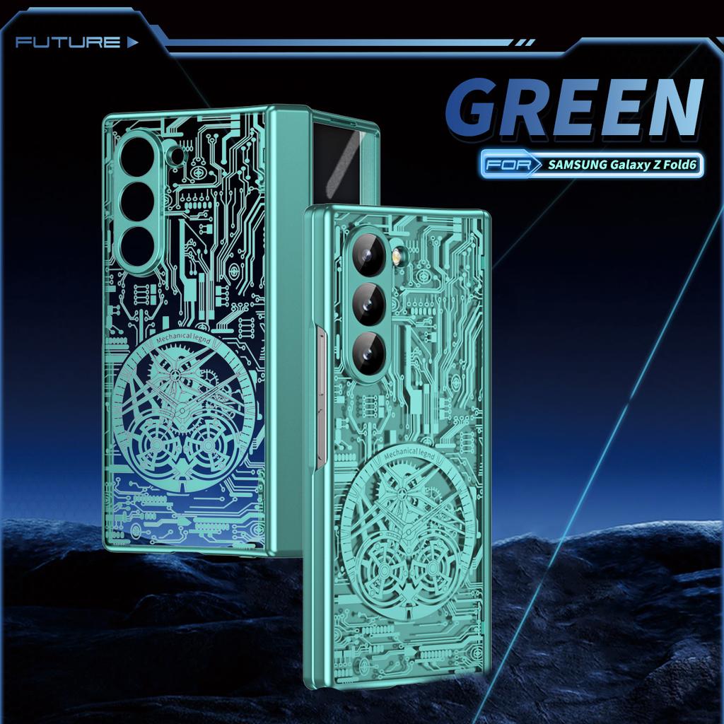 Гальванизированный пластиковый чехол для телефона Samsung Galaxy Z Fold 6 5 4 3 Fold6 Fold5 Fold4 Fold3 5G Hard Shell Hinge Protection Cover