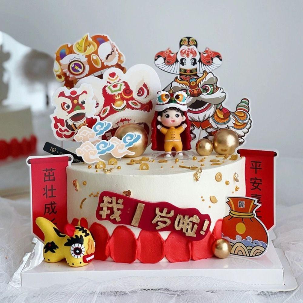 Chinese Style Lion Dance Doll Boy and Girl Lion Dance Ornaments Spring Festival
