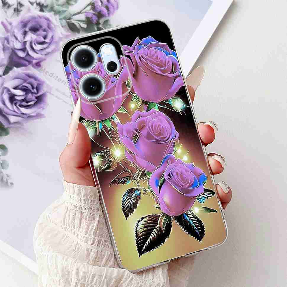 For Oppo Reno14 F 5G CPH27436.57" Case Colorful Butterfly Flowers TPU Soft Silicone Cover For Oppo Reno 14 F RENO14F Phone Cases