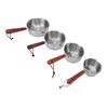 4pcs Pour Oil Small Pot Professional Stainless Steel Small Sauce Pot with Wooden Handle for Kitchen