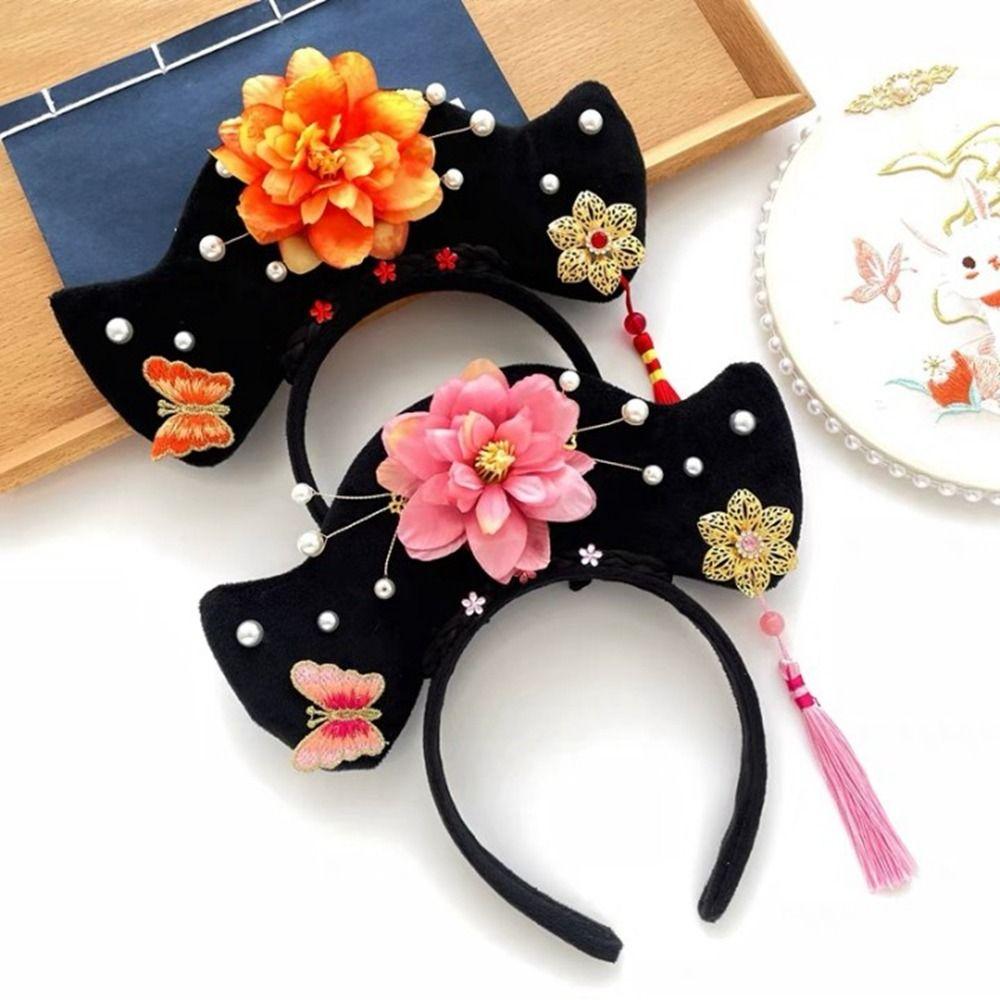 Bow Flower Pearl Ancient Style Headwear Antique Headband Hanfu Hair Hoop Chinese Style Headwear