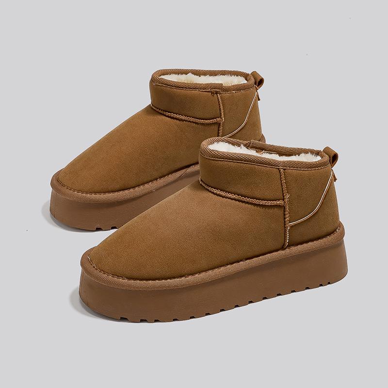 Зимние новые женские сноубутсы средней высоты, бархатные утепленные с хлопком, универсальные термоботинки на толстой подошве, короткие ботинки G9902