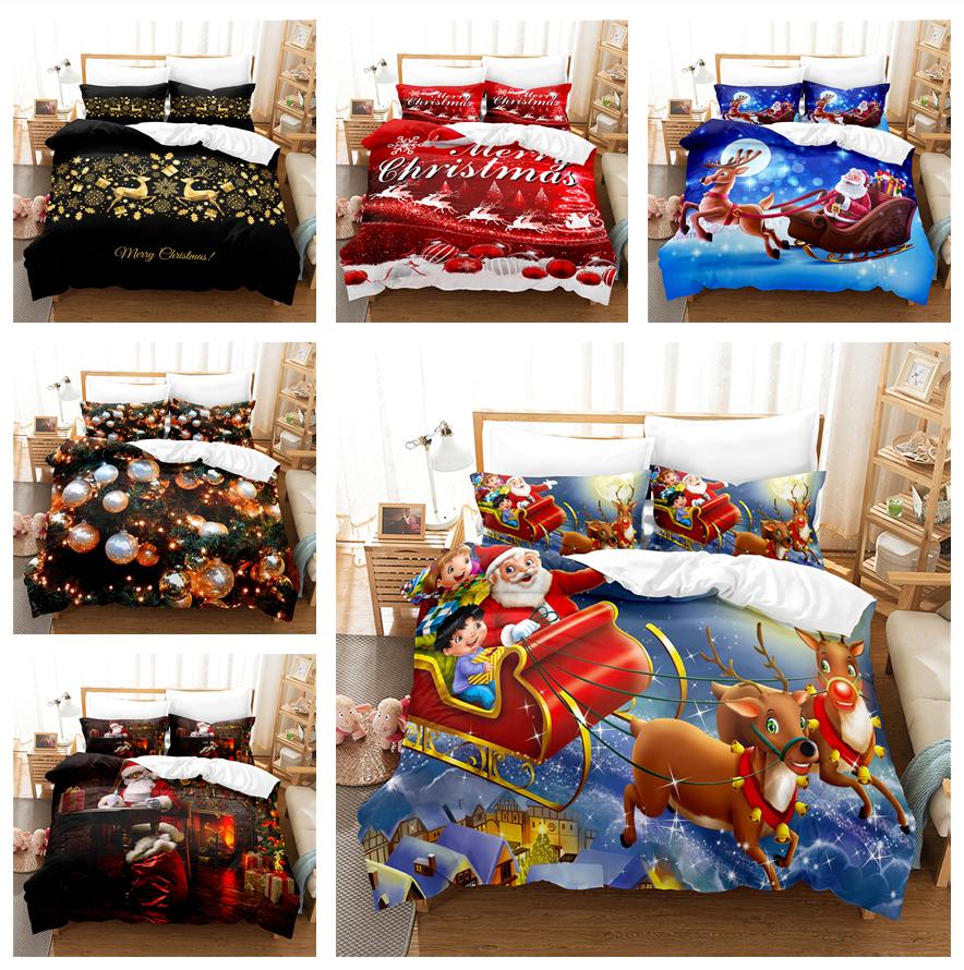 3D Рождественский комплект постельного белья Санта-Клаус пух пододеяльник наволочки 2/3 шт подростковые детские подарки роскошный домашний текстиль