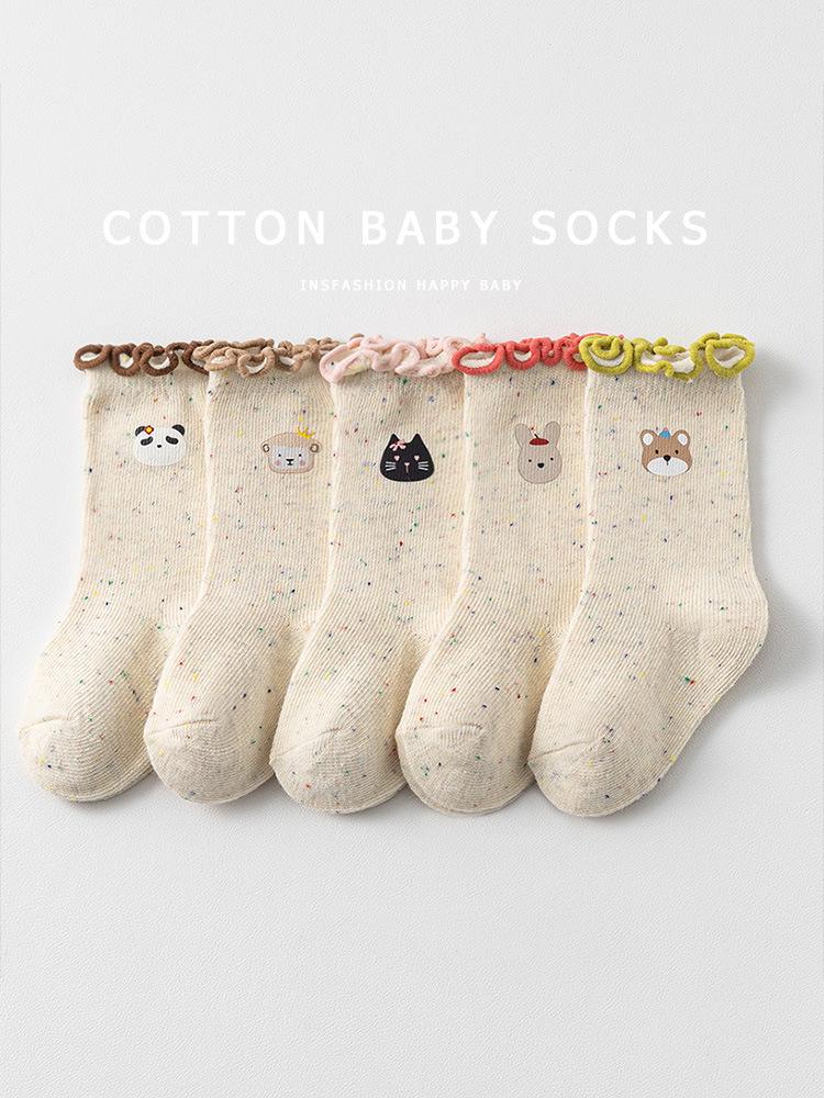 Новорожденная Девочка Гольфы Принцессы с Рюшами до Середины Икры, Хлопок Класса А для 0-3 Лет, Подходят для Весны, Осени, Зимы