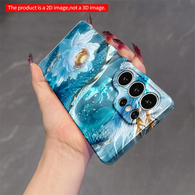 2DFlat Samsung phone case Azure Dragon & Lotus Water Art Phone Case Applicable to Galaxy S22 S23 S24 S25ULTRA S26 A12 A13 A14 A15 A16
