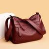 Middle-aged Handbag Embossed Diamond Pattern Shoulder Bag 2025 New Multi-layer Soft Leather Solid Color Large-capacity Multi-pocket Crossbody Bag
