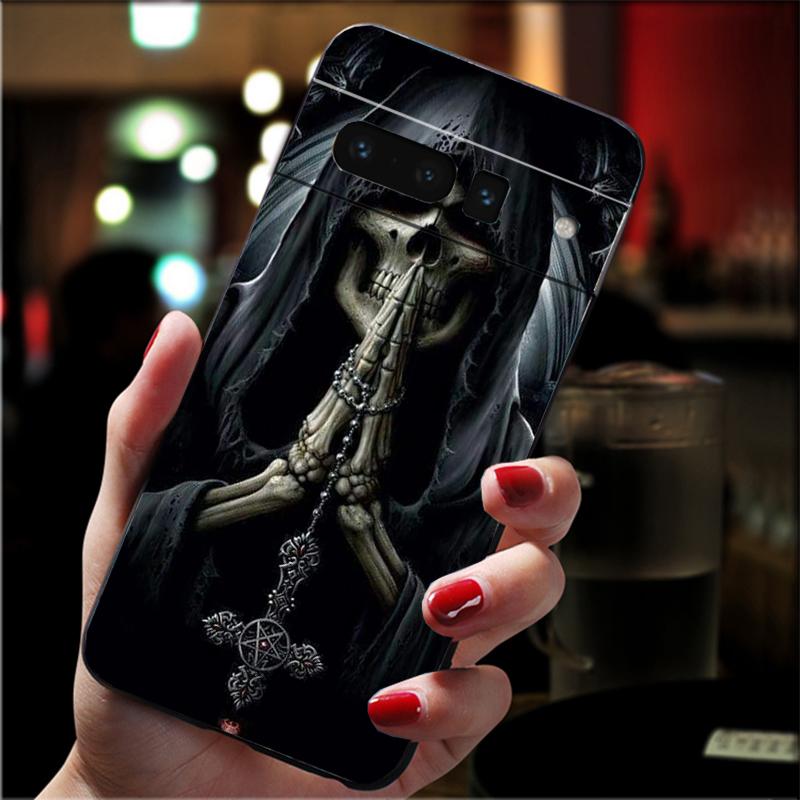 Phone Case For Google Pixel 10 9 Pro XL 9A 8 7 6 Pro Pixel 8A 7A 6A Pixel 8 7 6 5 Grim reaper skull skeleton