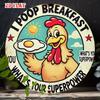 Металлическая табличка D Flat Funny Chicken Я какаю на завтрак Какая у тебя суперсила Винтажная жестяная табличка Юмористический подарок любителю яиц Настенное искусство Ретро
