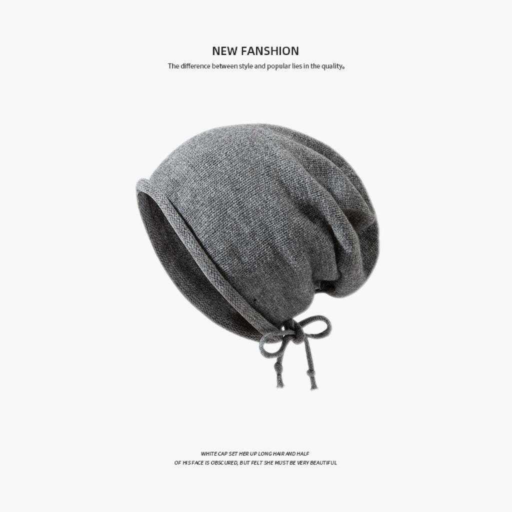 Women's Woolen Beanie with Ear Protection and Plush Lining - Ideal for Big Head Circumference, Small Face, Autumn/Winter