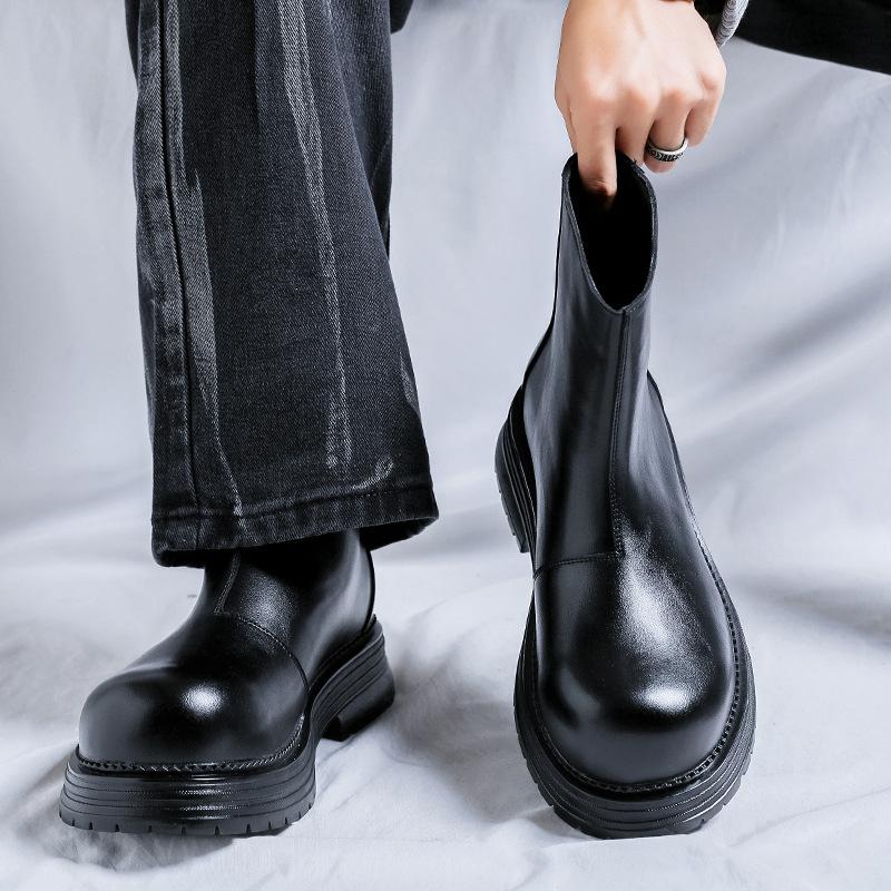 Ботинки «Челси» Мужские высокие ботинки на британской платформе с увеличенным голенищем Ботинки-сигареты Зимние локомотивные ботинки 14703-R