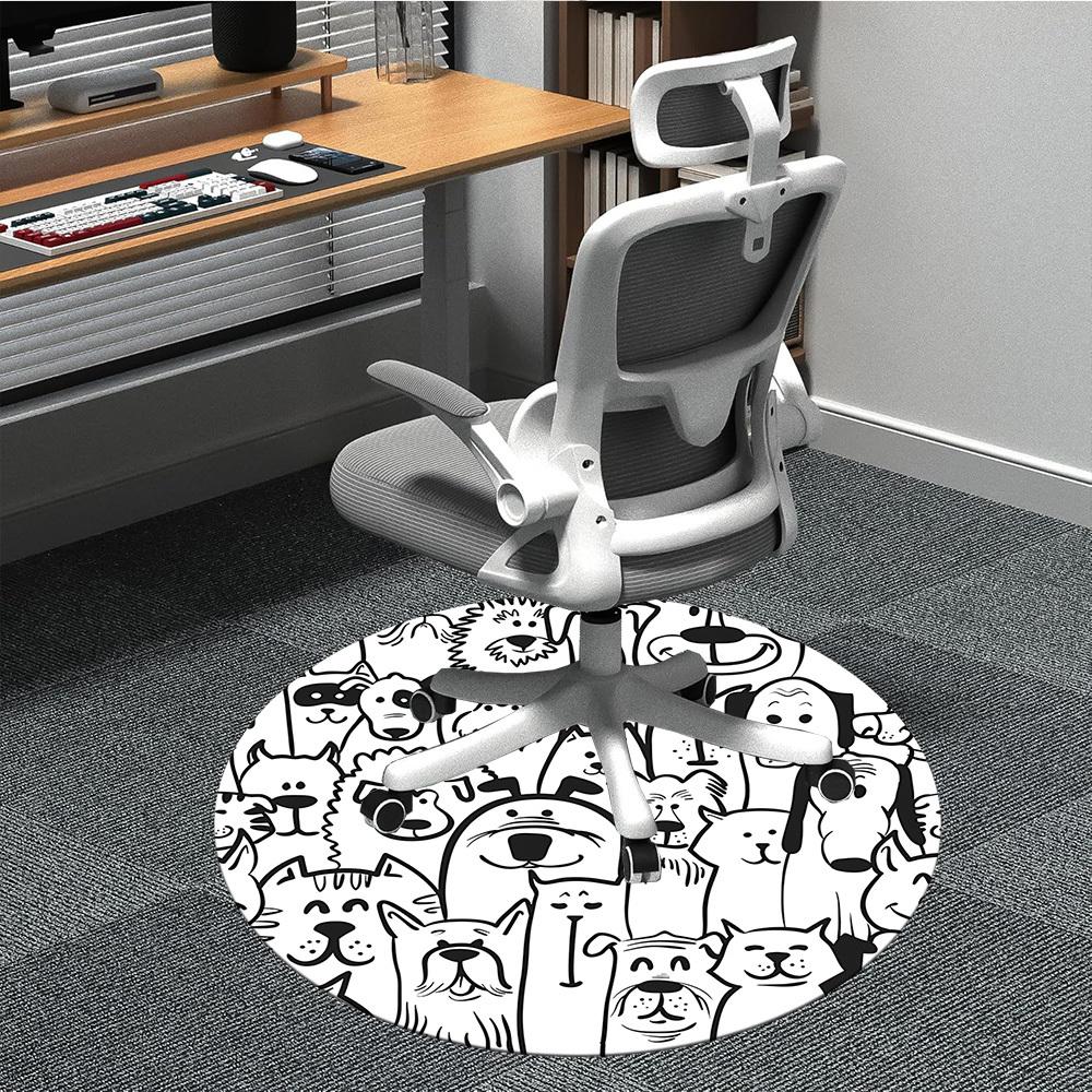 1pc Dog Prints Chair Carpet for Office Non Slip, Lightweight, Machine Washable Rug for Office Holiday Decor