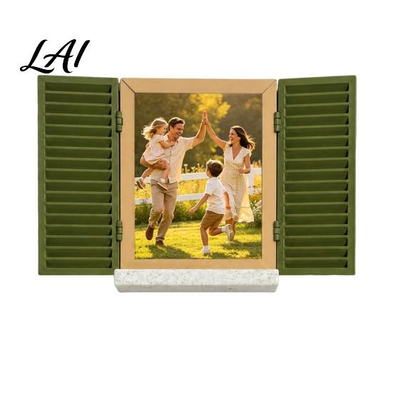 Personalized Photo Display Frame Key Holder with Hidden Storage Shelf Mediterranean-Style Window Artistic Textured Wall Shelf Stand Functional