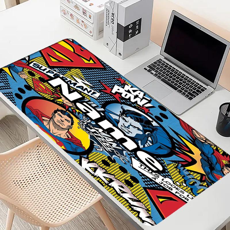 Custom Name Personalized Superman Pattern Mousepad, Laptop PC Desk Mat, Decorative Desk Mat for Home Keyboard Pad Gift