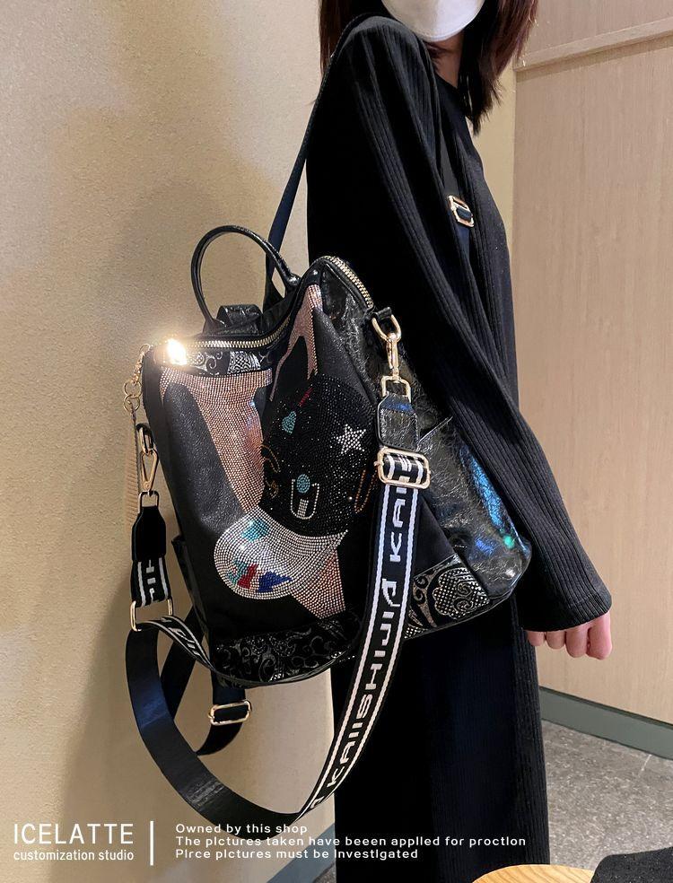 Fashionable Women's Backpack Versatile and Premium Backpack Large Capacity Casual Hot Diamond Shoulder Bag Fashion CLE