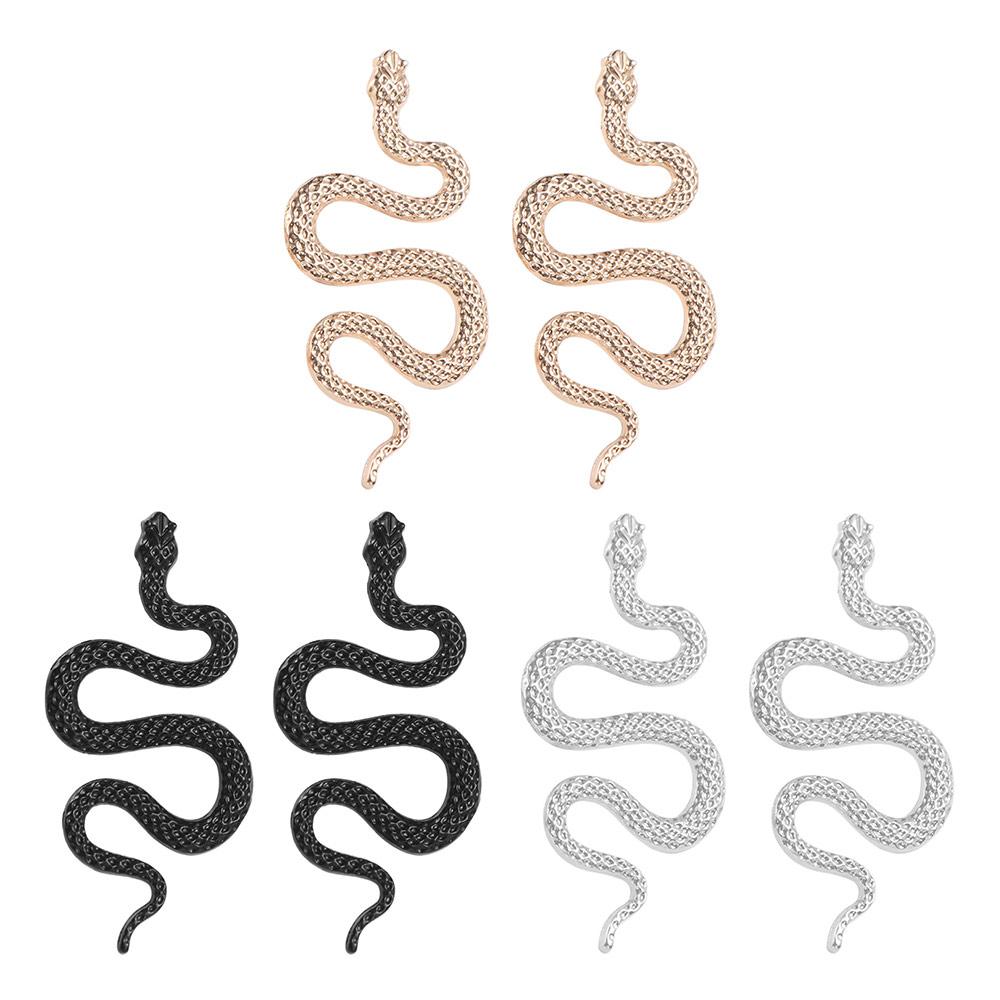 Exaggerated Animal Snake Stud Earrings Sexy Metal Earrings Fashion Snake Shaped Earrings  Women