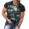 Summer Animal Wolf Print Men's T Shirt Round Neck Short Sleeve Loose Tops Casual Male Tees Oversized T Shirts