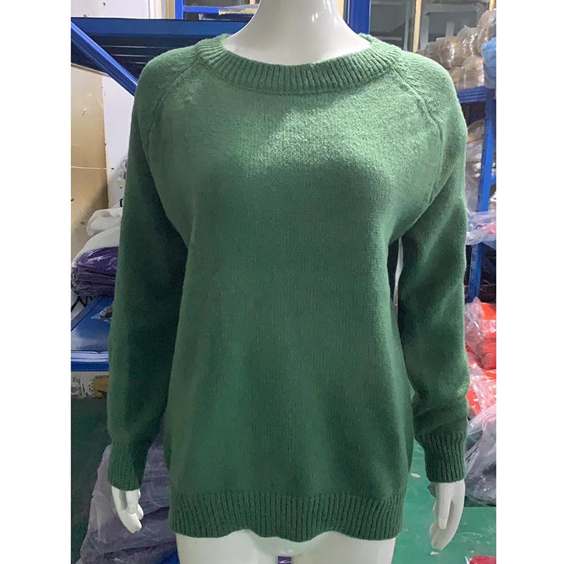 Осенний однотонный свитер большого размера, свободный, повседневный, женский, свитер, зимняя мода, длинный рукав, базовый вязаный свитер, женский, круглый вырез, теплый трикотаж 24607