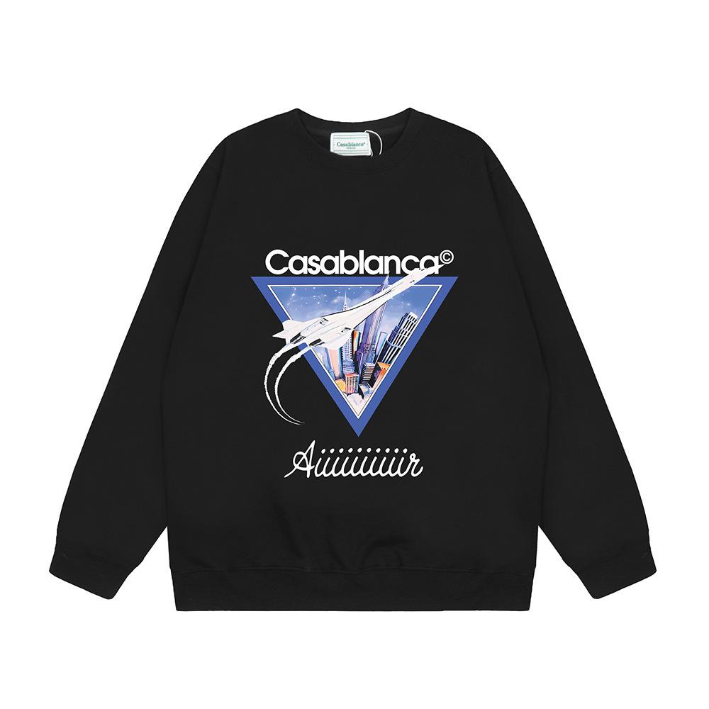 Трендовый международный бренд Casablanca Casablanca letter painted print мужской и женский свитшот с круглым вырезом 380г