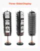 Rotating Brochure Display Rack, 30 Pockets Mesh Magazine Literature Display Stand, Portable Floor Standing Magazine Rack, Metal Newspaper Catalog