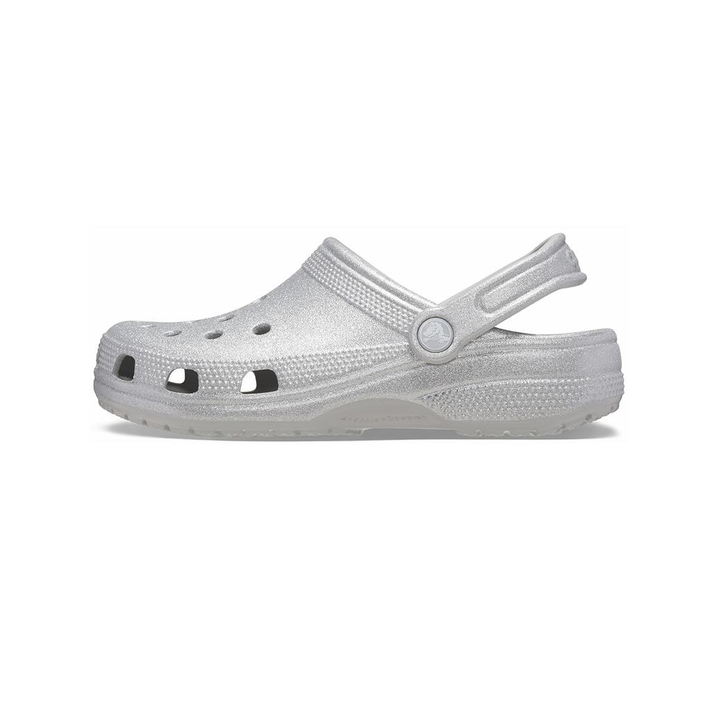 Crocs EVA Classic Shimmer Beach Sandals Women Sandals Silver Sequins 205942-0IC