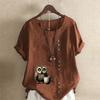 Women's Fashion Owl Prined Short Sleeve T-shirt Loose Cotton Shirt Casual Loose Summer Blouse Plus Size Tops