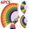 6 шт. Радужный веер Красочный Радужный Прайд Ручной веер Декор для вечеринки Ручной Радужный Складной Веер 7 дюймов Веер для танцев Веер гей-прайда