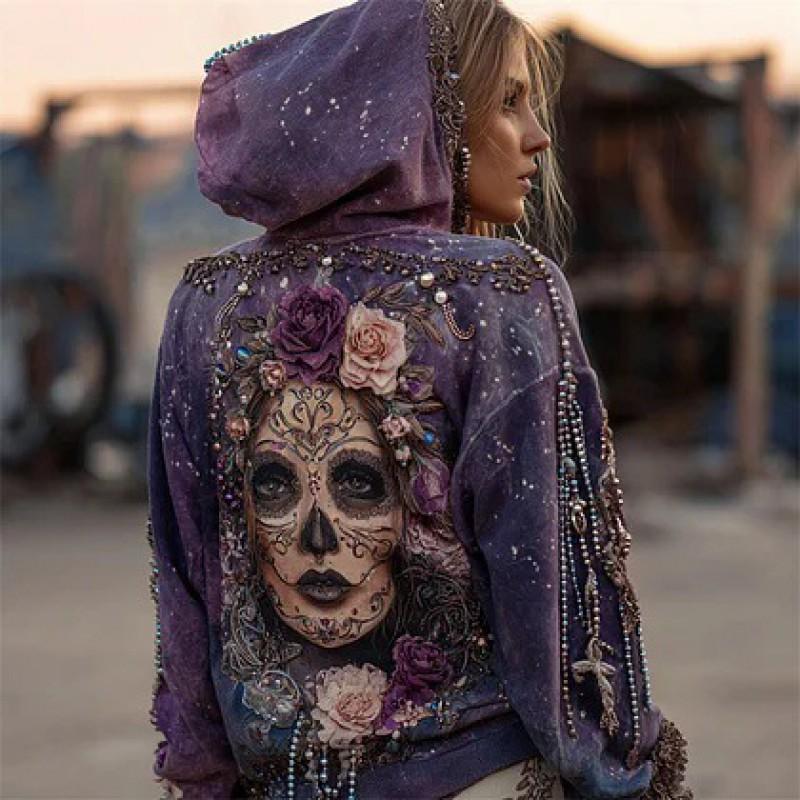 Oversized Hooded Sweatshirt With 3D Letter Print Long Sleeve Casual Pullover Women 2026 Winter