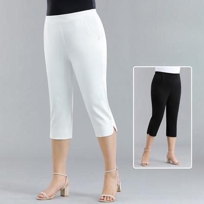 Летние облегающие повседневные брюки большого размера для женщин с эластичной талией в три дюйма