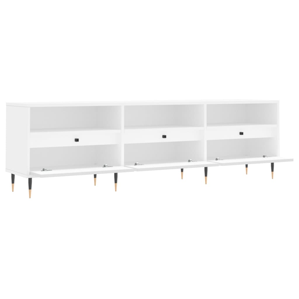 Szafka Pod Tv, Biała, 150X30X44,5 Cm, Materiał Drewnopochodny