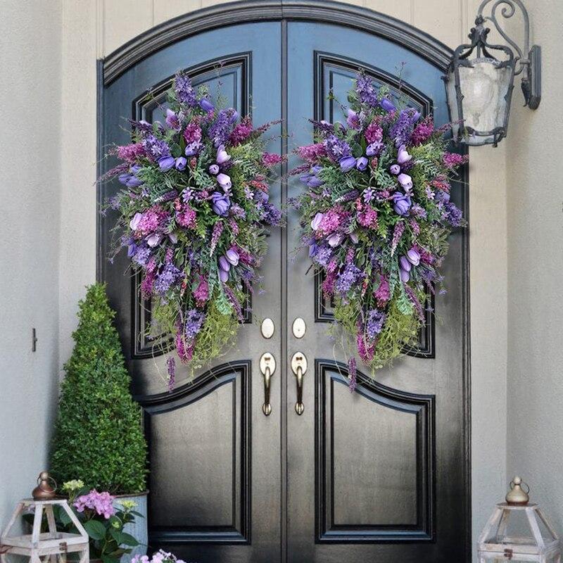 Artificial Spring Wreath Decor Wreath Home Decoration Spring Wreath Flower Wreath Floral Spring Artificial Wreaths