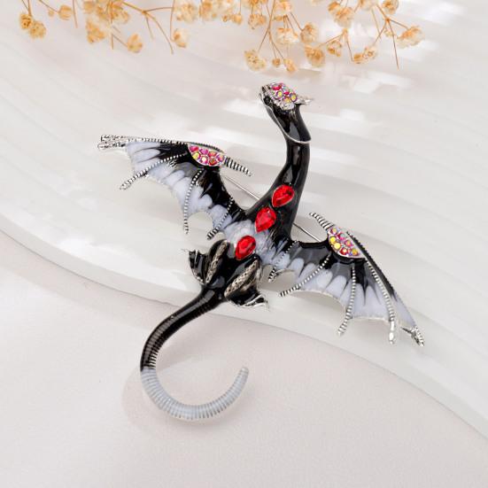 Unisex Dragon Shape Brooch Colorful Rhinestones Enamel Pin Suit Lapel Badge Clothing Jewelry Accessories