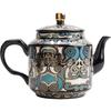 Taotie Ceramic Kung Fu Teapot with Gold & Silver Inlay