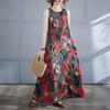 Long Skirt Summer New Sleeveless Round Neck Printed Dress