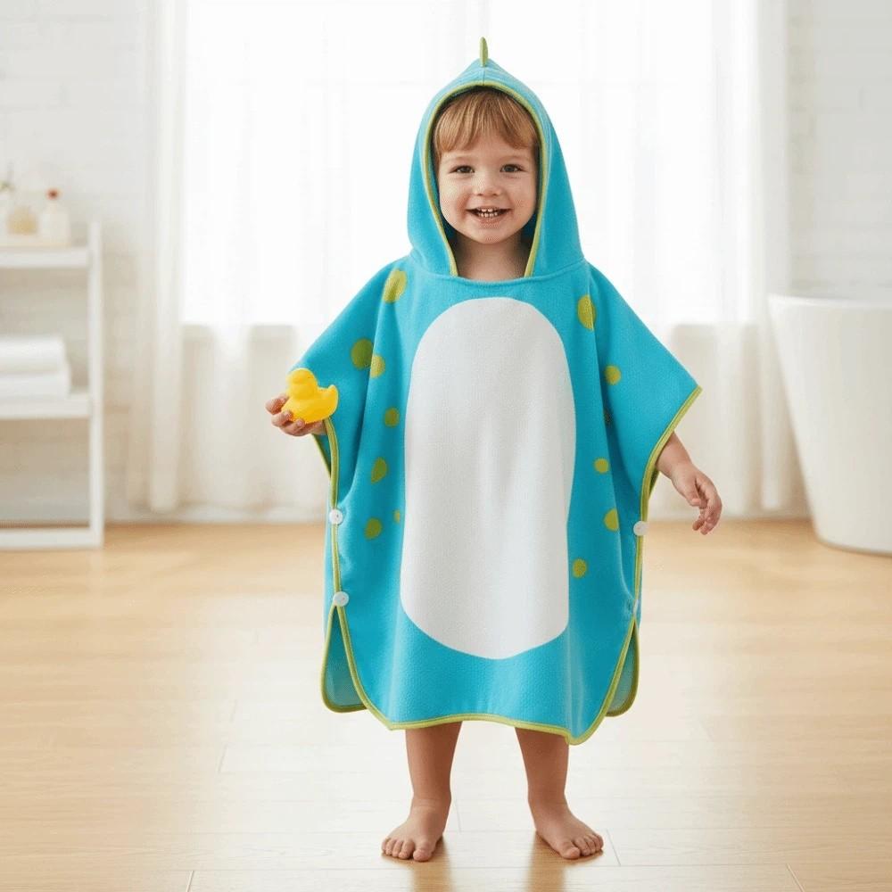 Теплое Однослойное Банное Полотенце Мультяшный Мягкий Девочки Халат с Капюшоном Полотенце для Плавания Накидка для Душа Детский Халат с Динозавром Банный