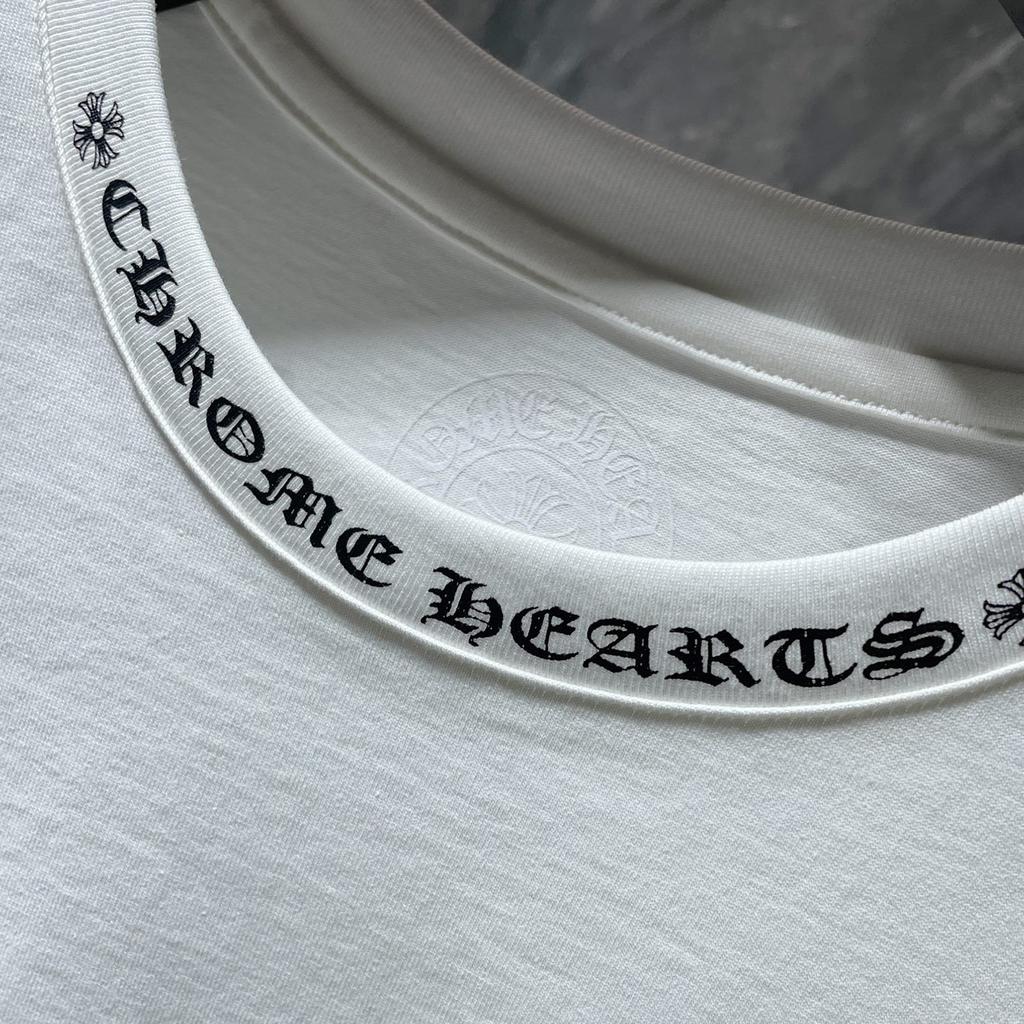 8010 CHROME HEARTS Лето 2026 Новая Высококачественная Хлопковая Круглый Вырез Свободная Большого Размера Мужская и Женская Футболка Футболка для Пары