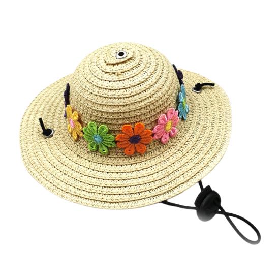 Шляпа для домашних животных, регулируемая, удобная для ношения, с цветочным орнаментом, дышащая, удобная, декоративная, без запаха, шапка для собаки