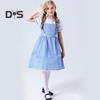 Girl's Blue Gingham Dress Kansas Girl Halloween Fancy Party Dress-up Costume Fairytale Musical Movie Character Cosplay Outfit for Kids