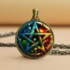 Колдовство пентаграмма стеклянный кабошон кулон ожерелье с викканской звездой женское ожерелье с викканским ювелирным изделием