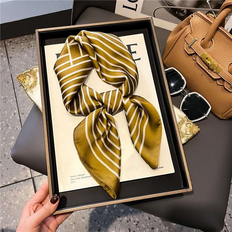 70*70cm Silk Shawl Square Printed Scarf Women Satin Neck Hair Band Soft Neckerchife Kerchief Bandana Foulard